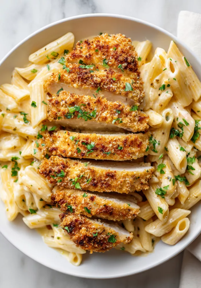 Parmesan Crusted Chicken with Penne Recipe