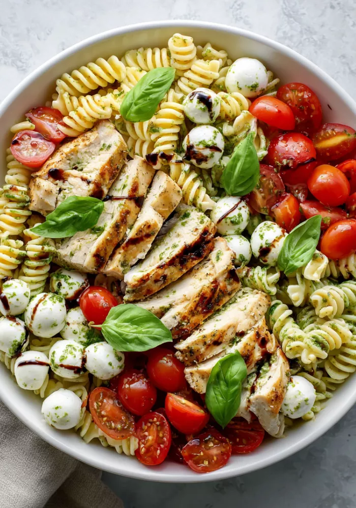 Caprese Chicken Pasta Salad Bowl Recipe