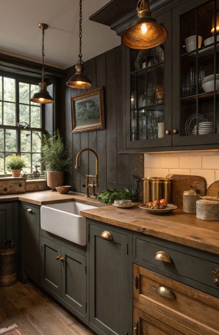 14 Dreamy Dark Cottagecore Kitchen Ideas for a Storybook Home